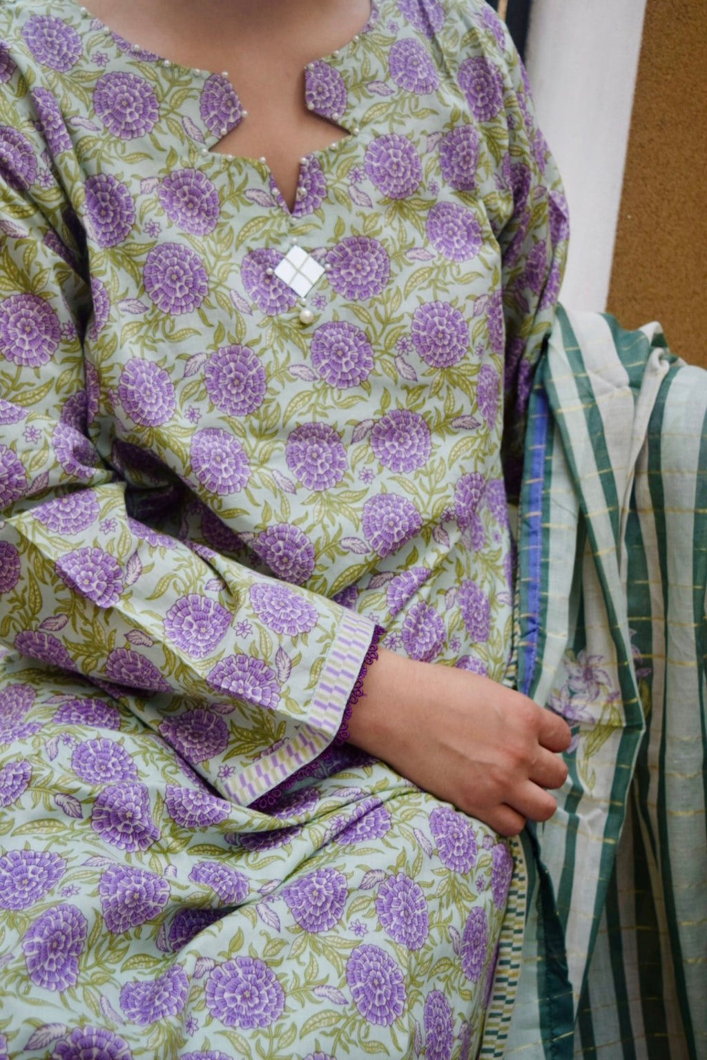 Mint & Lilac Premium Textured Luxury Lawn 3-Piece Stitched LAWN-020
