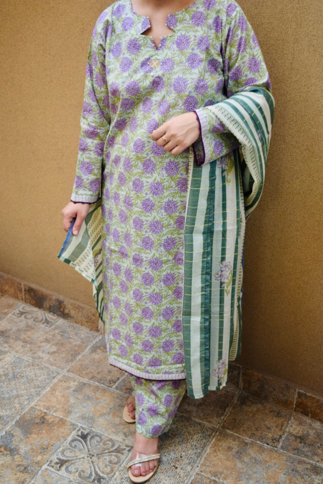 Mint & Lilac Premium Textured Luxury Lawn 3-Piece Stitched LAWN-020