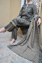 Olive Mystique Premium Textured Luxury Lawn 3-Piece Stitched LAWN-021