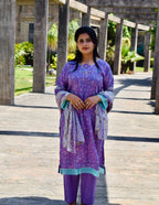 ZAREV – Lavender Dream: Amethyst Purple Floral Lawn 3-Piece Stitched Suit