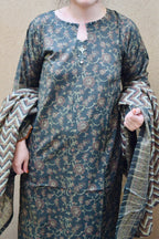 Olive Mystique Premium Textured Luxury Lawn 3-Piece Stitched LAWN-021