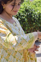 ZAREV – Sun-Kissed Petals: Lemon Yellow Floral Lawn 3-Piece Stitched Suit