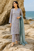 Mint & Lilac Premium Textured Luxury Lawn 3-Piece Stitched LAWN-020