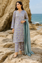 Mint & Lilac Premium Textured Luxury Lawn 3-Piece Stitched LAWN-020