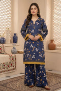 ZAREV – Navy Blue Floral Printed Lawn 2-Piece Stitched Suit