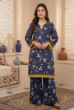 ZAREV – Navy Blue Floral Printed Lawn 2-Piece Stitched Suit