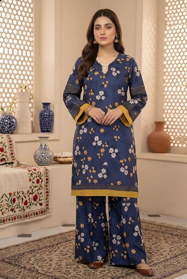 ZAREV – Navy Blue Floral Printed Lawn 2-Piece Stitched Suit