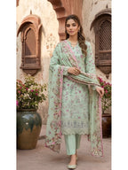 ZAREV Bloom — Mint Green Embroidered Lawn 3-Piece Suit with Printed Voile Dupatta
