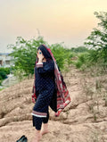 ZAREV Charcoal Black Printed Stitched Lawn Collection with Contrast Dupatta