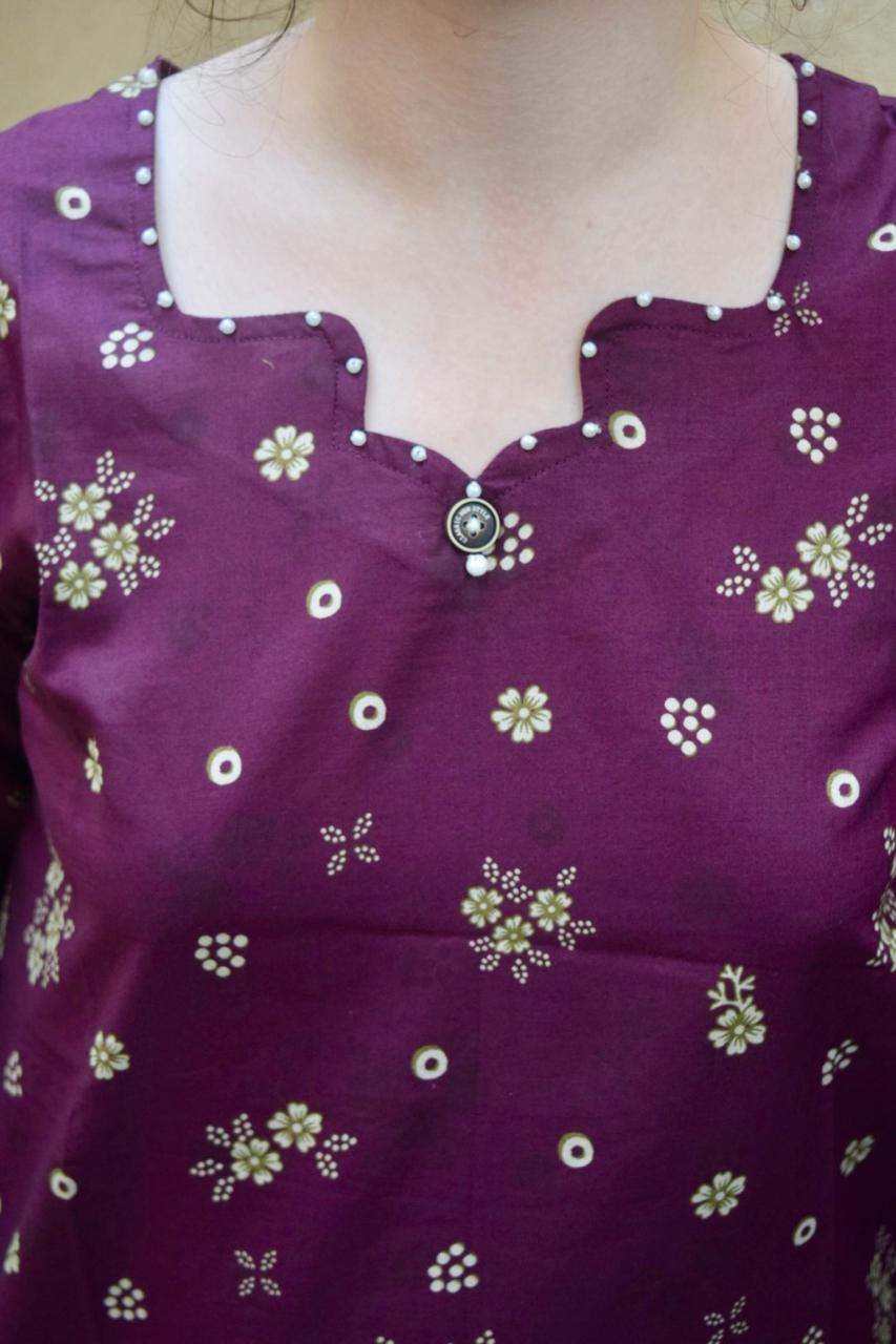 ZAREV Royal Plum & Gold Print Stitched Lawn 3PC Suit
