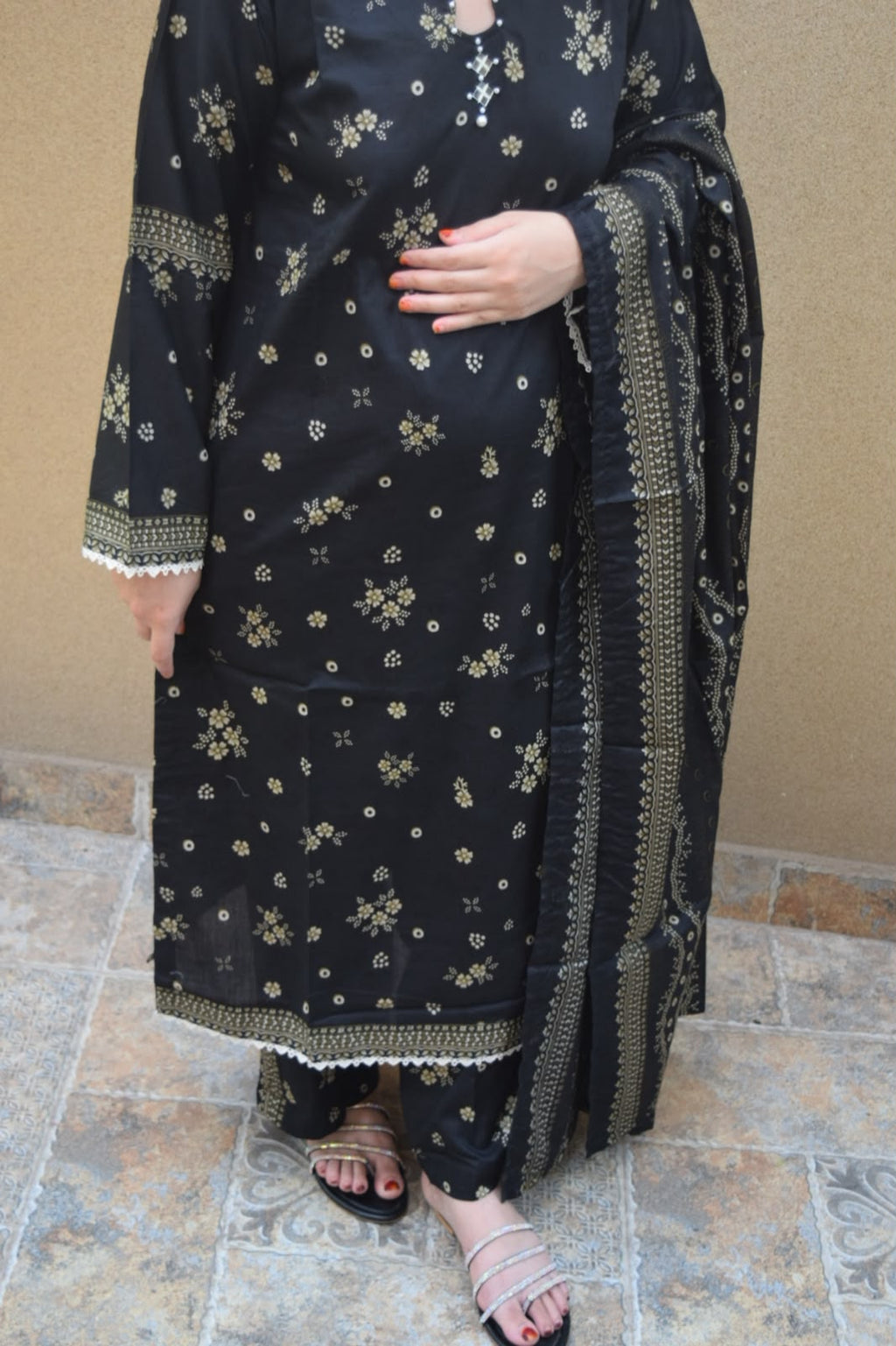 ZAREV Midnight Black Gold Motif Stitched Lawn Collection