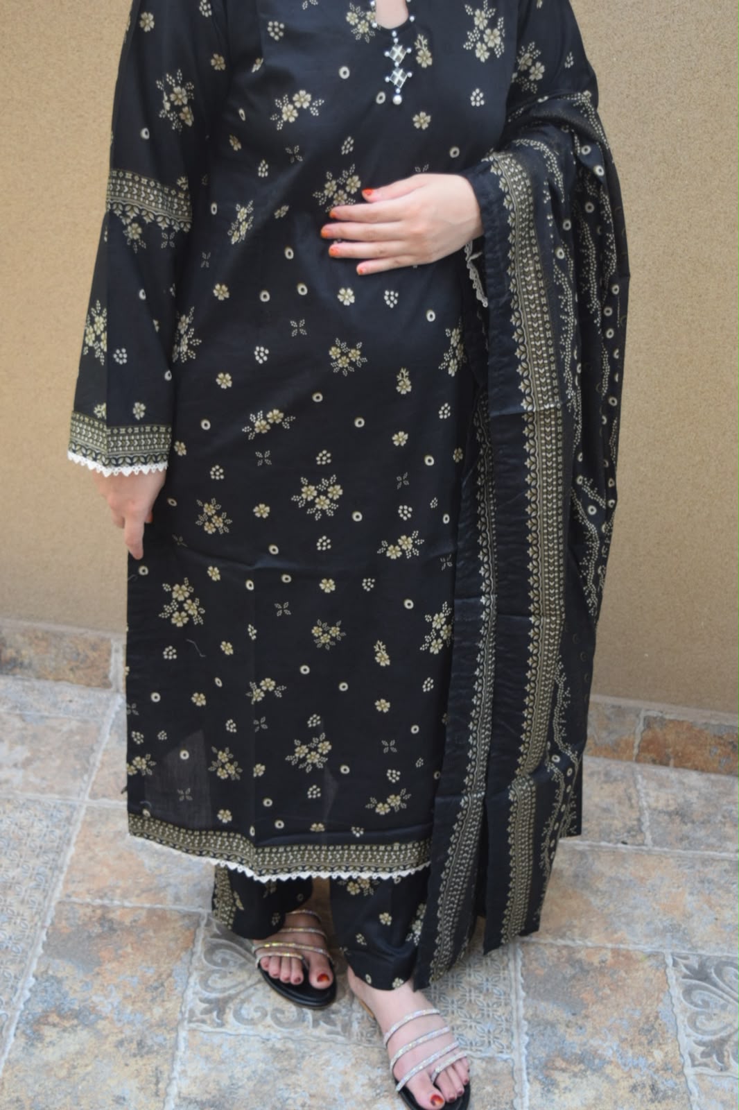 ZAREV Midnight Black Gold Motif Stitched Lawn Collection