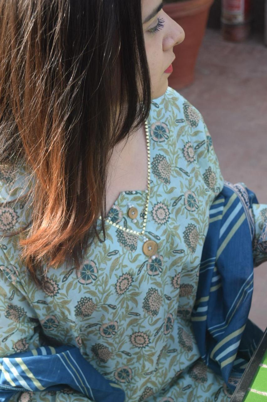 ZAREV Pastel Mint Botanical Stitched Lawn Collection