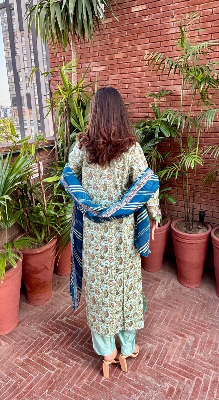 ZAREV Pastel Mint Botanical Stitched Lawn Collection