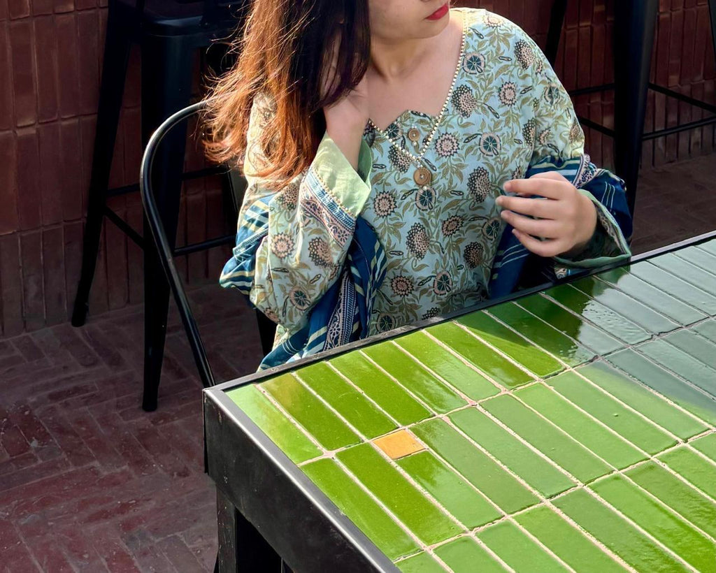ZAREV Pastel Mint Botanical Stitched Lawn Collection