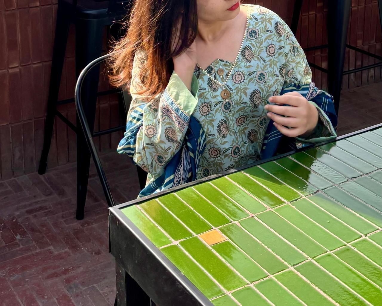 ZAREV Pastel Mint Botanical Stitched Lawn Collection