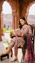 ZAREV Rose Pink Floral Printed Stitched Lawn Collection with Contrast Dupatta