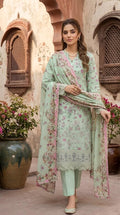 ZAREV Mint Green Floral Embroidered Stitched Lawn Collection