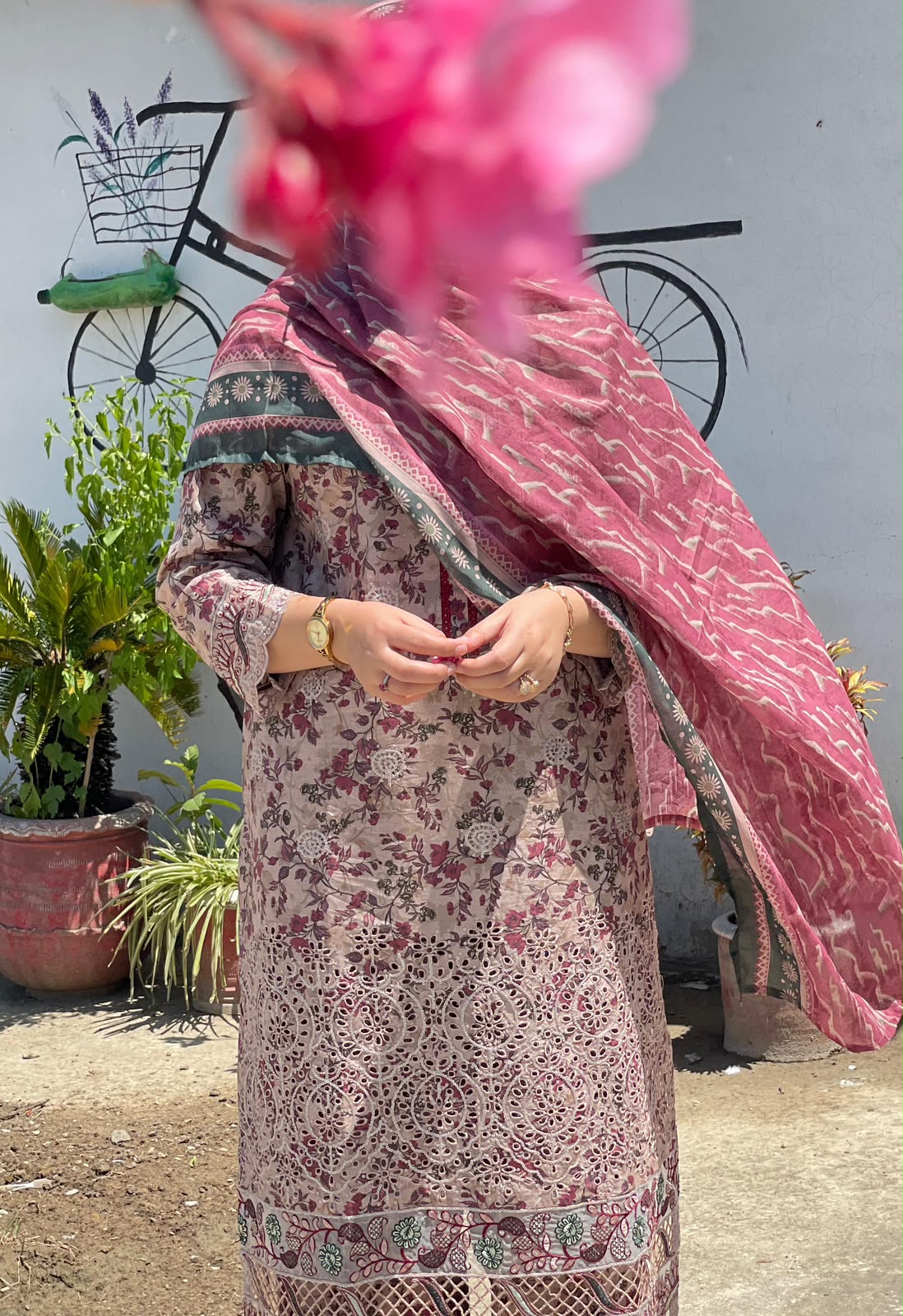 ZAREV Mauve Pink Embroidered 3-Piece Stitched Lawn Suit