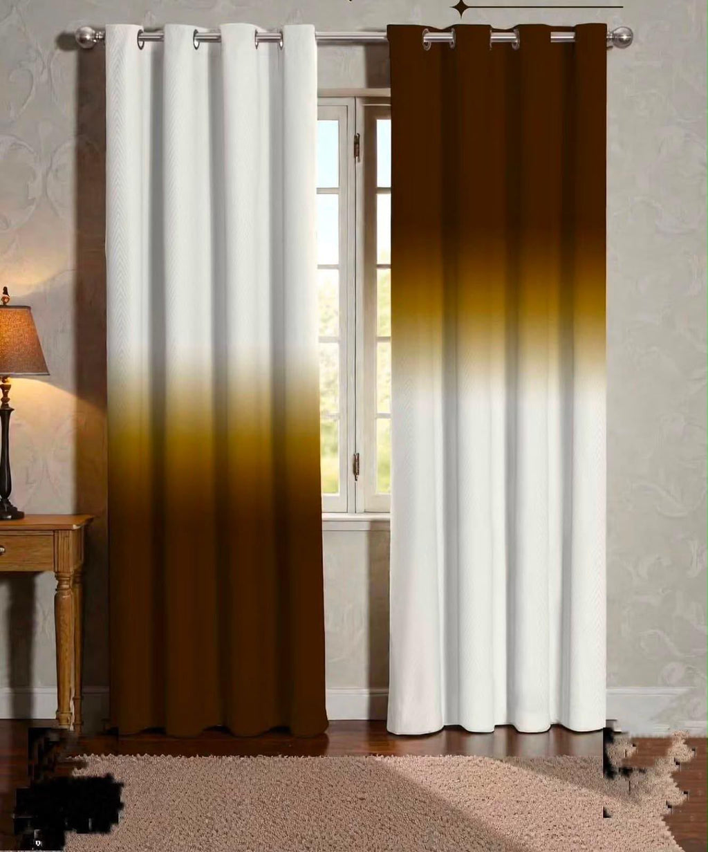 ZAREV Digital Velvet Curtains – Caramel Ivory Ombre