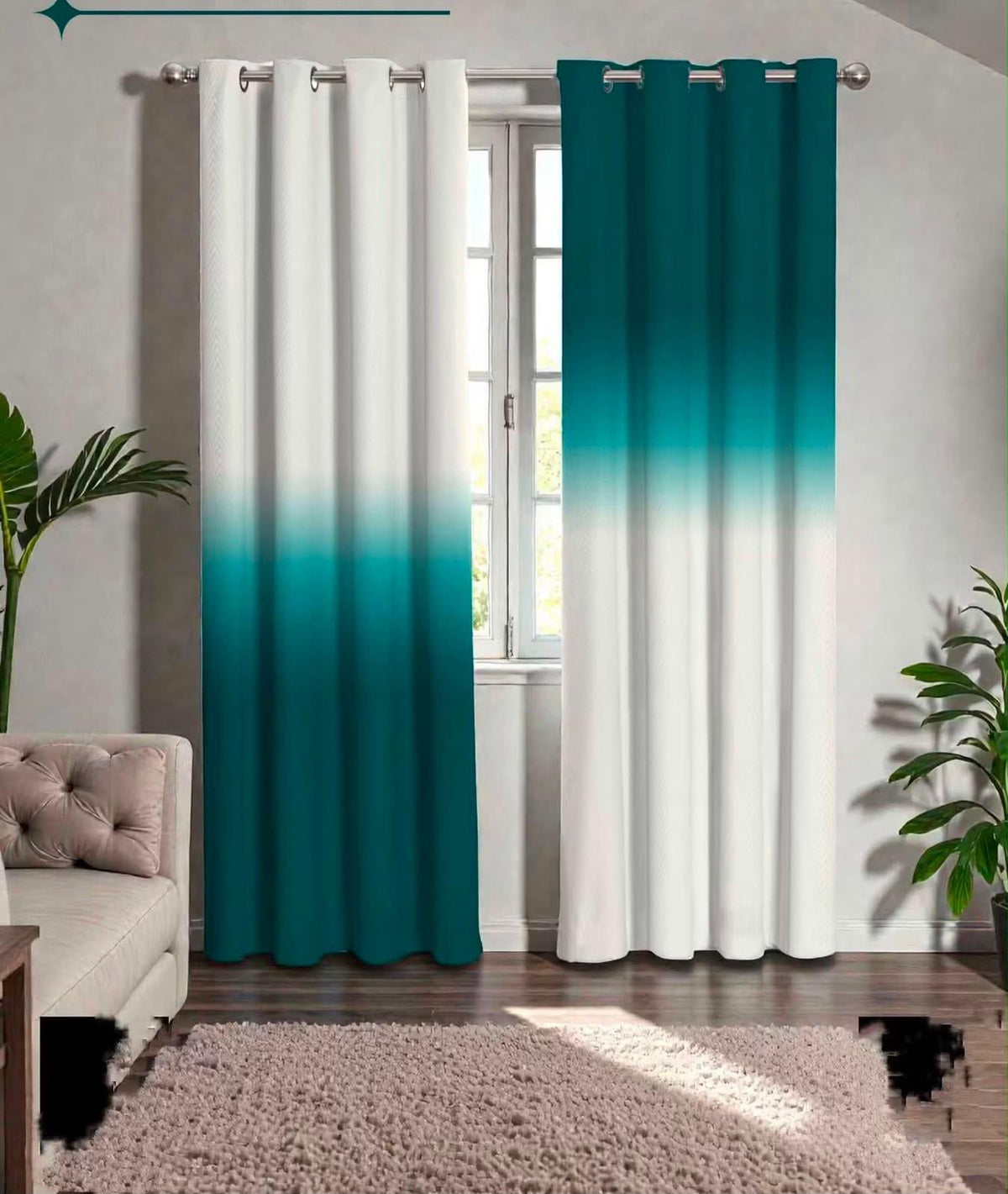ZAREV Digital Velvet Curtains – Caramel Ivory Ombre