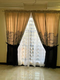 ZAREV Digital Velvet Curtains – Olive Ivory Ombre with Chiffon